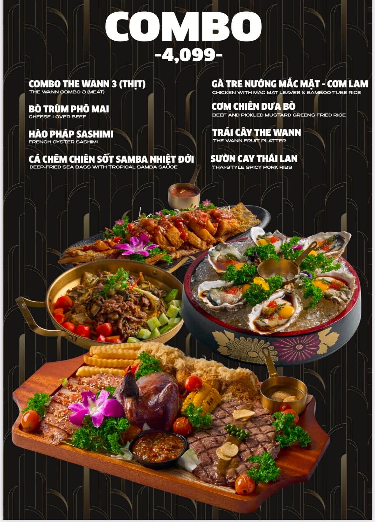 Bảng menu combo nhóm The Wann