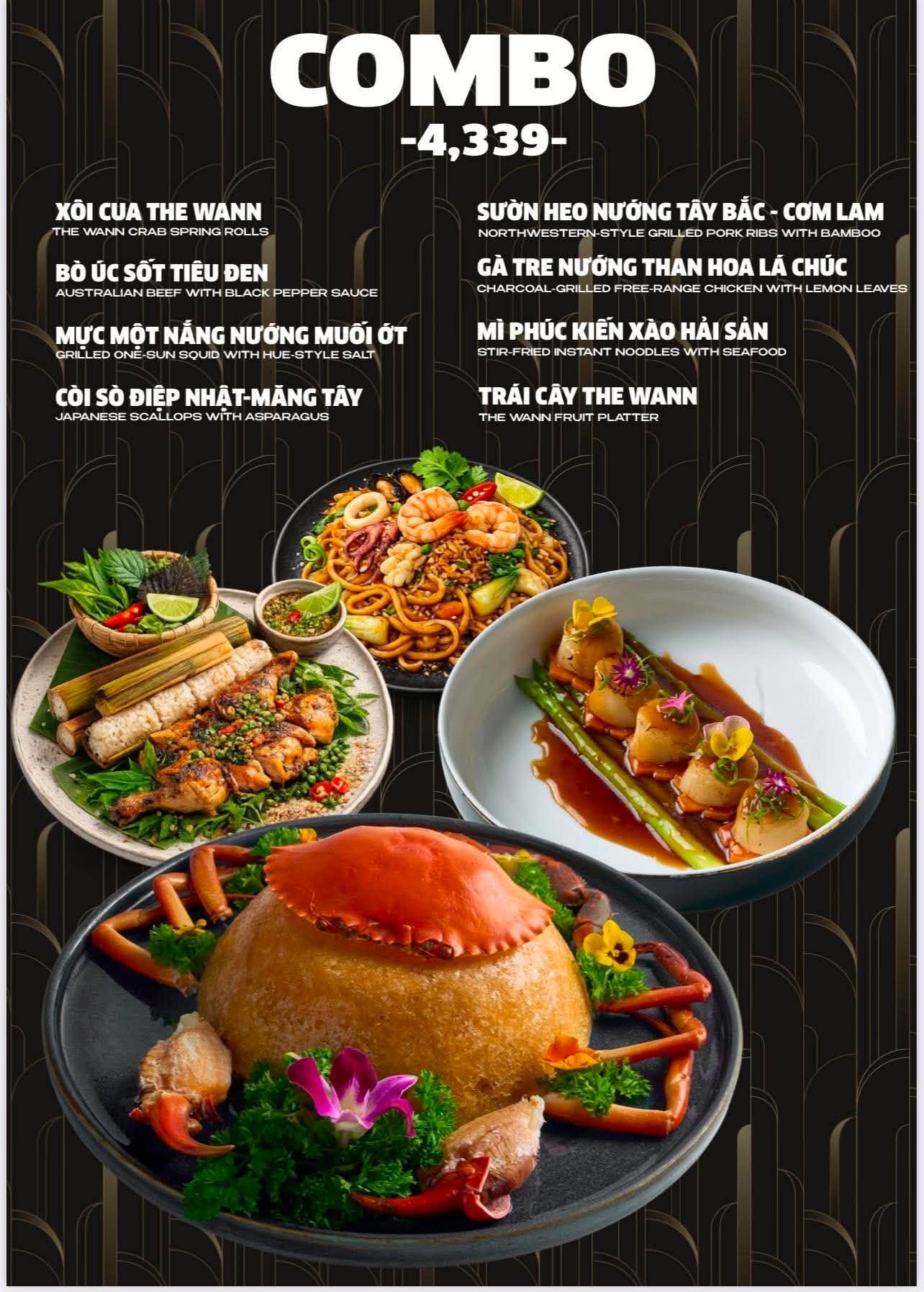 Bảng menu combo tiệc cho nhóm đông