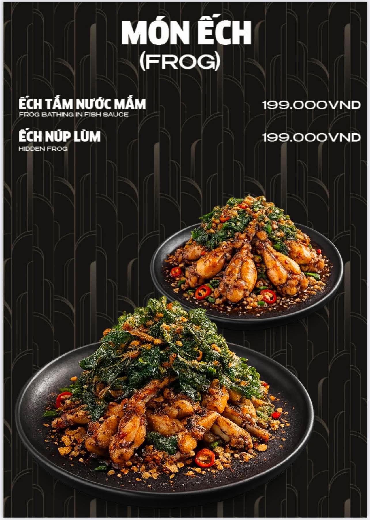 Menu The Wann — các món ếch chế biến đặc sắc